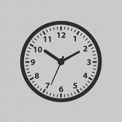 Black analog clock showing 12:00