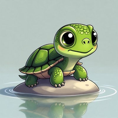 Cute baby turtle on rock