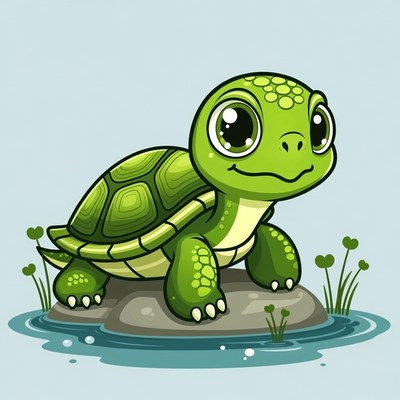 Cute green baby turtle illustration