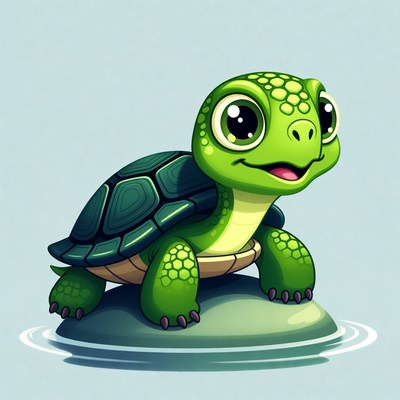 Cute baby turtle on rock