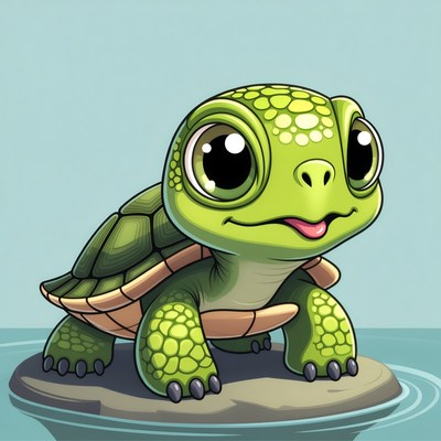 Cute baby turtle on rock