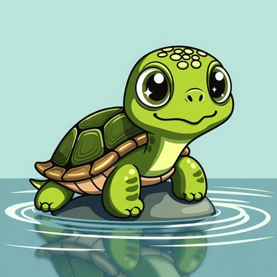 Cute baby turtle on rock