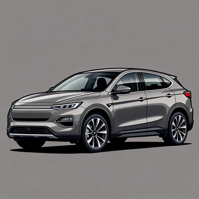 Gray SUV on isolated background