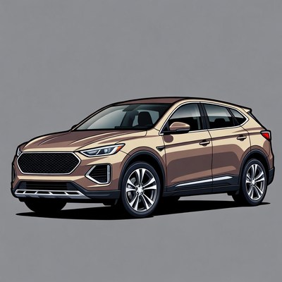 Brown Hyundai Tucson SUV illustration