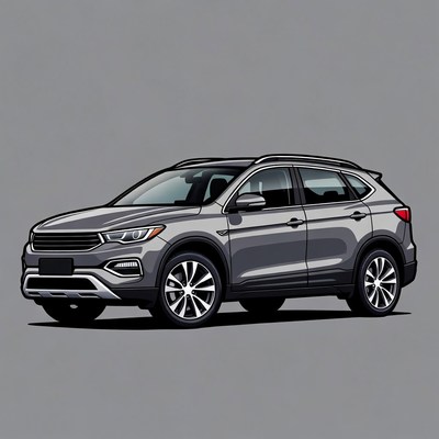 Gray SUV on isolated background