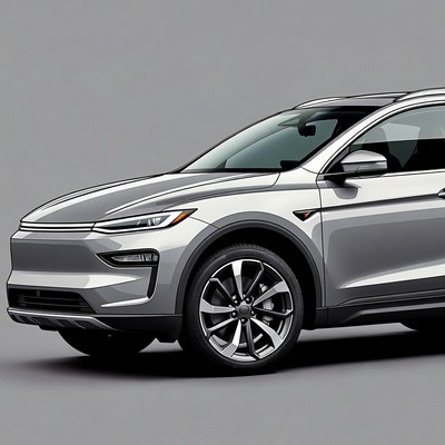 Silver Tesla Model Y SUV