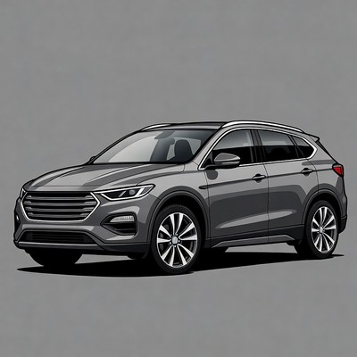 Gray SUV on isolated background