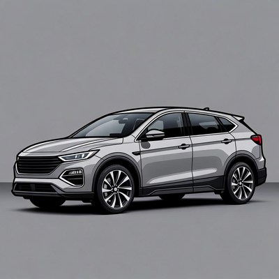 Silver SUV Car Illustration