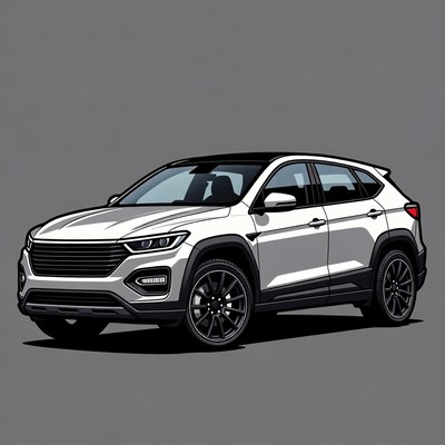 White SUV on gray background