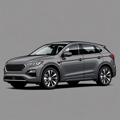 Gray SUV on isolated background