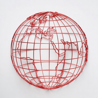 Red Wireframe Globe
