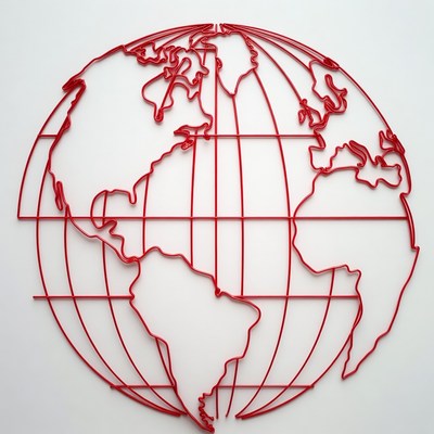 Red Globe Outline on White