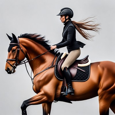 Woman riding brown horse