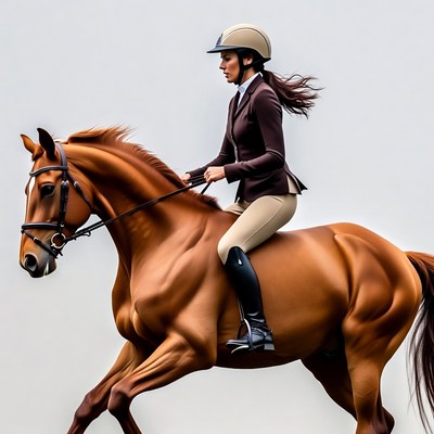 Woman riding brown horse