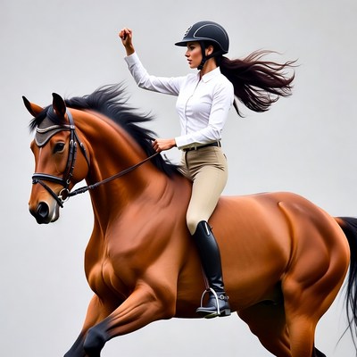 Woman riding brown horse