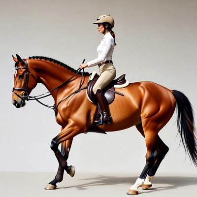 Woman riding brown horse