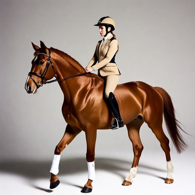 Woman riding brown horse