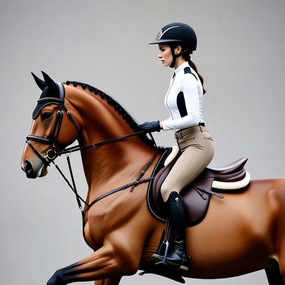 Woman riding dressage horse