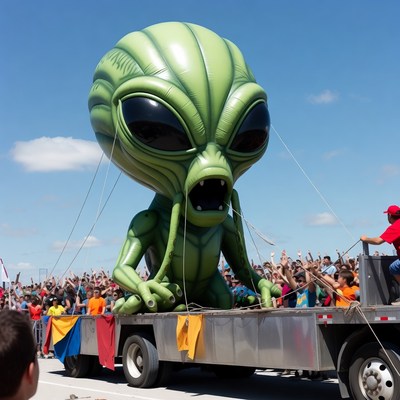 Giant Green Alien Balloon Parade Float