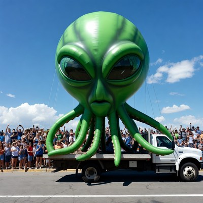 Giant Green Alien Balloon Parade Float