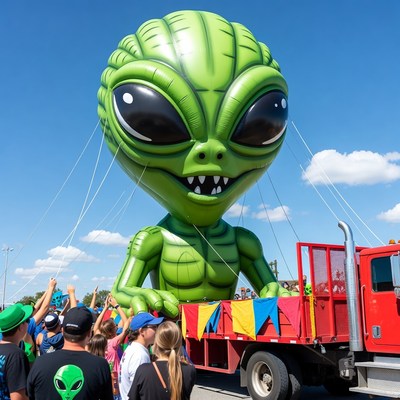Giant Green Alien Balloon Parade Float