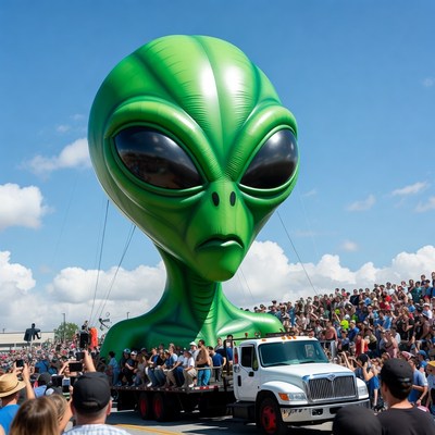 Giant Green Alien Balloon Parade