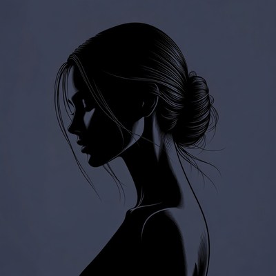 Silhouette of woman with bun hairstyle