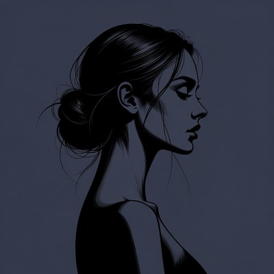 Side profile of woman with bun