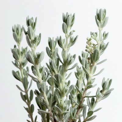 Silver green herbaceous plant stems