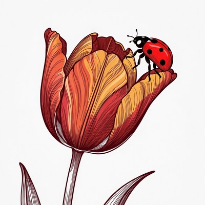 Ladybug on Orange Tulip