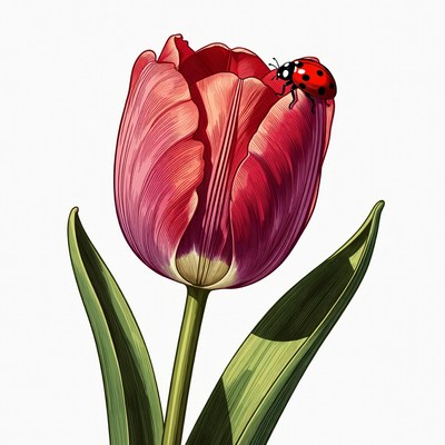 Ladybug on Red Tulip