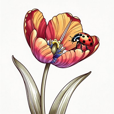 Ladybug on Orange Tulip