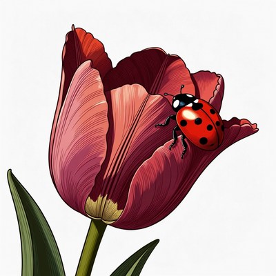 Ladybug on Pink Tulip