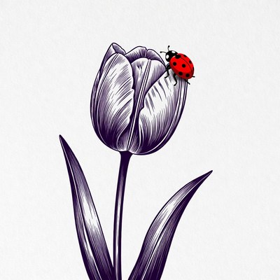 Purple Tulip with Ladybug