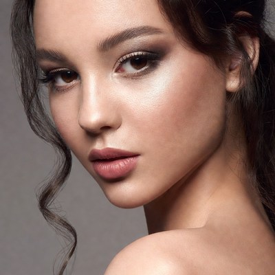 Beautiful woman with wavy brown hair