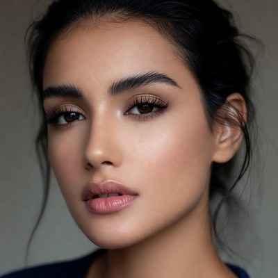 Beautiful woman with glossy lips