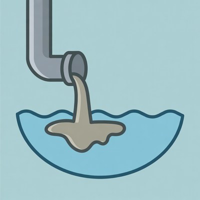 Pipe Pouring Sludge into Water