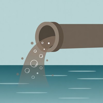 Pipe discharging wastewater into water