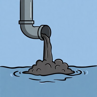 Pipe Pouring Wastewater into Water