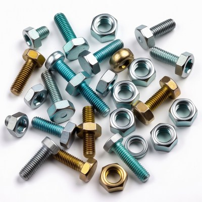 Assortment of Metal Bolts and Nuts