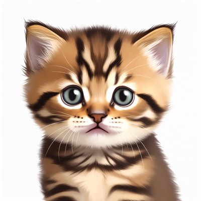 Cute tabby kitten close-up