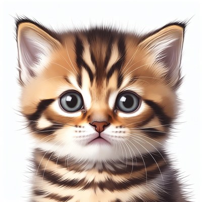 Cute tabby kitten close-up