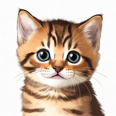Cute tabby kitten close-up