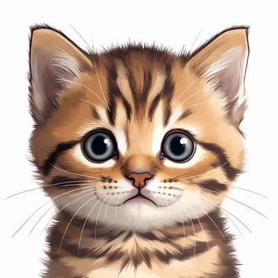 Cute tabby kitten close-up