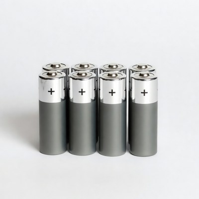 AA Batteries on White Background