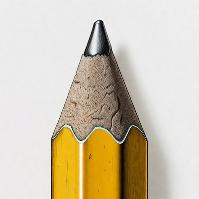 Sharpened yellow pencil tip