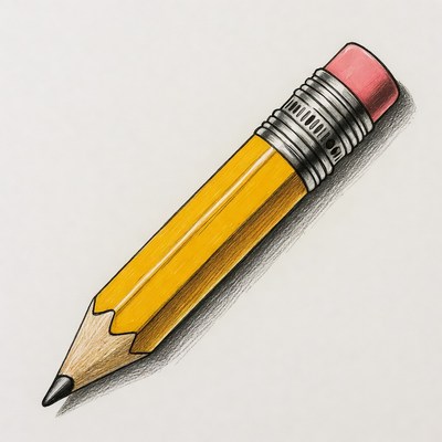 Yellow pencil with pink eraser