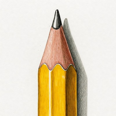 Yellow pencil with shadow