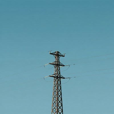 Electricity Pylon Against Blue Sky