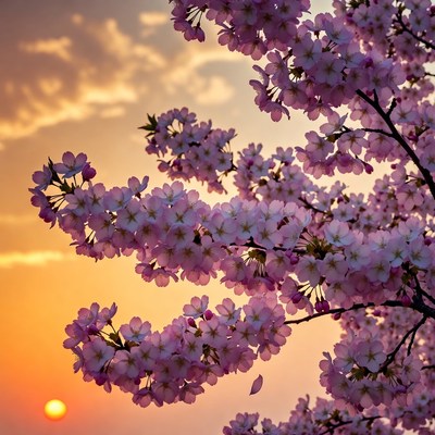 Cherry Blossoms at Sunset